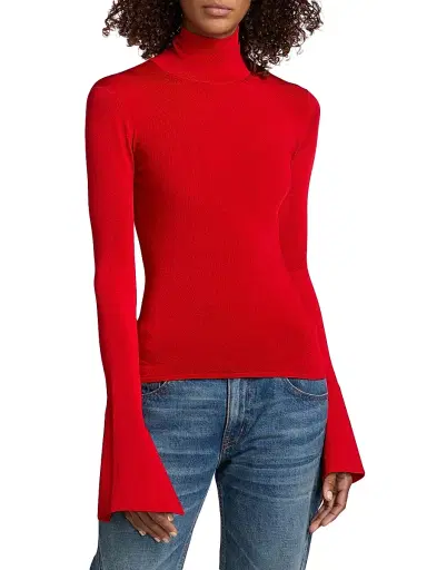 Brandon Maxwell Women's The Dawson Turtleneck Top - Red - Size XS | Thumbnail 3