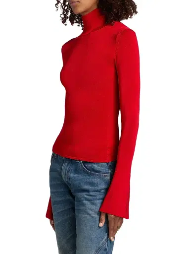 Brandon Maxwell Women's The Dawson Turtleneck Top - Red - Size XS | Thumbnail 4