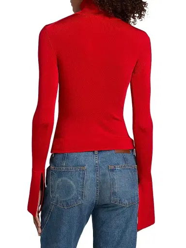 Brandon Maxwell Women's The Dawson Turtleneck Top - Red - Size XS | Thumbnail 5