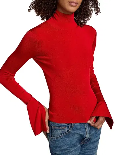 Brandon Maxwell Women's The Dawson Turtleneck Top - Red - Size XS | Thumbnail 6