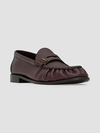Saint Laurent Men's Le Loafers Supple in Smooth Leather - Helios Bordeaux - Size 12.5 | Thumbnail 2