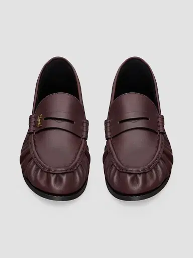 Saint Laurent Men's Le Loafers Supple in Smooth Leather - Helios Bordeaux - Size 12.5 | Thumbnail 3