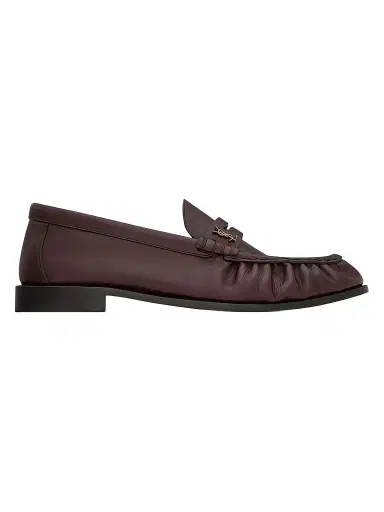 Saint Laurent Men's Le Loafers Supple in Smooth Leather - Helios Bordeaux - Size 12.5 | Thumbnail 1