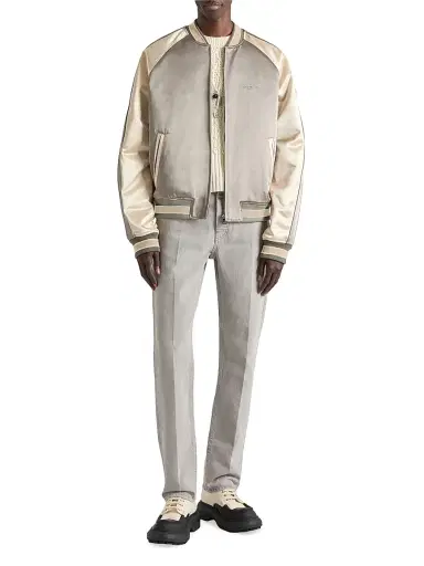 Givenchy Men's Couture Seam Souvenir Jacket with Flowers Embroidery - Grey Natural - Size 46 | Thumbnail 2 Givenchy Men's Couture Seam Souvenir Jacket with Flowers Embroidery - Grey Natural - Size 46 | Thumbnail 2