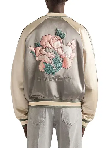 Givenchy Men's Couture Seam Souvenir Jacket with Flowers Embroidery - Grey Natural - Size 46 | Thumbnail 5 Givenchy Men's Couture Seam Souvenir Jacket with Flowers Embroidery - Grey Natural - Size 46 | Thumbnail 5