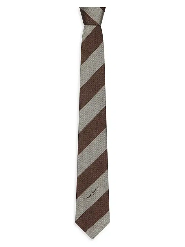 Givenchy Men's Bold Stripes Tie in Silk Gros Grain - Cloud Grey