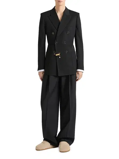 Givenchy Men's Double-Breasted Slim Fit Jacket in Wool - Black - Size 46 | Thumbnail 2 Givenchy Men's Double-Breasted Slim Fit Jacket in Wool - Black - Size 46 | Thumbnail 2