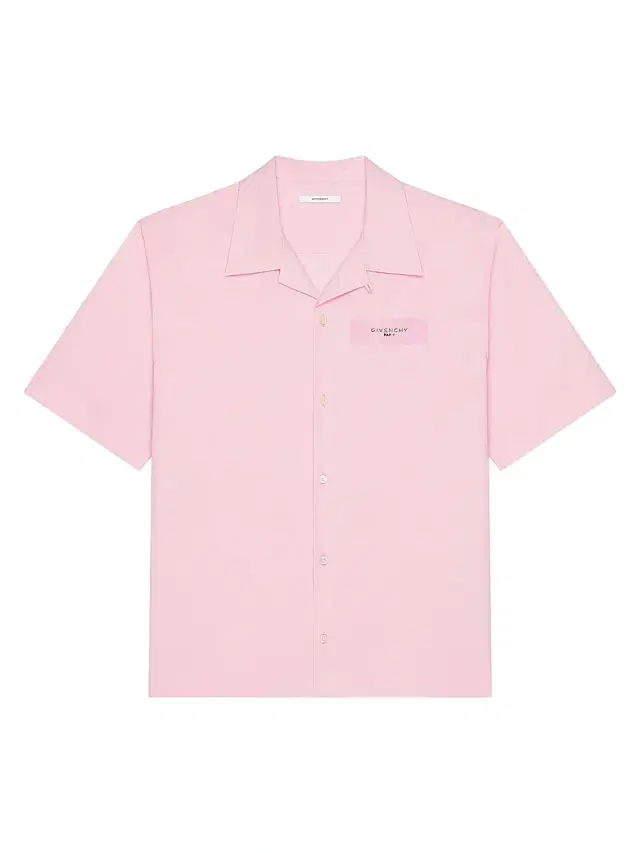 Givenchy Men's Shirt in Poplin with Paris Paint Print - Light Pink