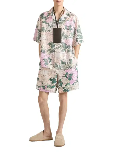 Givenchy Men's Shirt in Silk with Pastel Flowers Print - Beige Green - Size XXL | Thumbnail 2 Givenchy Men's Shirt in Silk with Pastel Flowers Print - Beige Green - Size XXL | Thumbnail 2