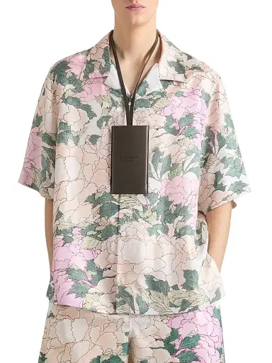 Givenchy Men's Shirt in Silk with Pastel Flowers Print - Beige Green - Size XXL | Thumbnail 3 Givenchy Men's Shirt in Silk with Pastel Flowers Print - Beige Green - Size XXL | Thumbnail 3