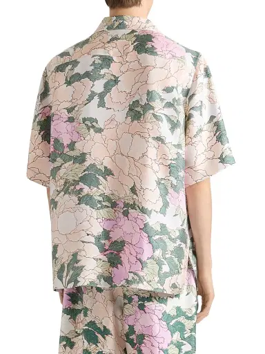 Givenchy Men's Shirt in Silk with Pastel Flowers Print - Beige Green - Size XXL | Thumbnail 4 Givenchy Men's Shirt in Silk with Pastel Flowers Print - Beige Green - Size XXL | Thumbnail 4