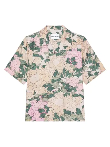 Givenchy Men's Shirt in Silk with Pastel Flowers Print - Beige Green - Size XXL | Thumbnail 1 Givenchy Men's Shirt in Silk with Pastel Flowers Print - Beige Green - Size XXL | Thumbnail 1