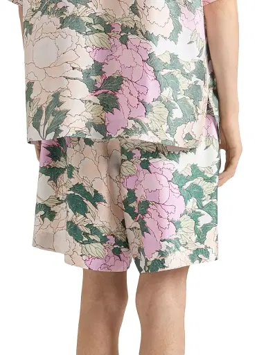 Givenchy Men's Bermuda Shorts in Silk with Pastel Flowers Print - Beige Green - Size XXL | Thumbnail 4