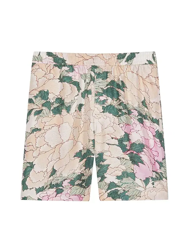 Givenchy Men's Bermuda Shorts in Silk with Pastel Flowers Print - Beige Green