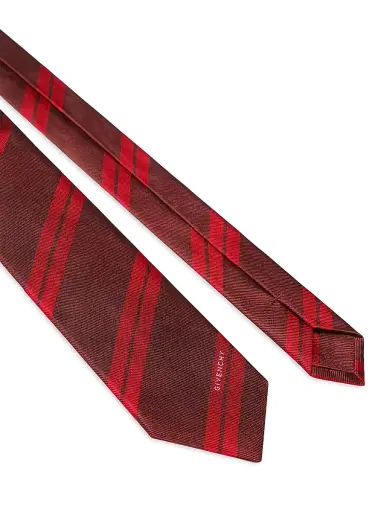 Givenchy Men's Double Stripes Tie in Silk Gros Grain - Dark Red | Thumbnail 2