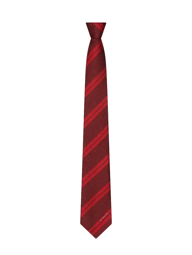 Givenchy Men's Double Stripes Tie in Silk Gros Grain - Dark Red