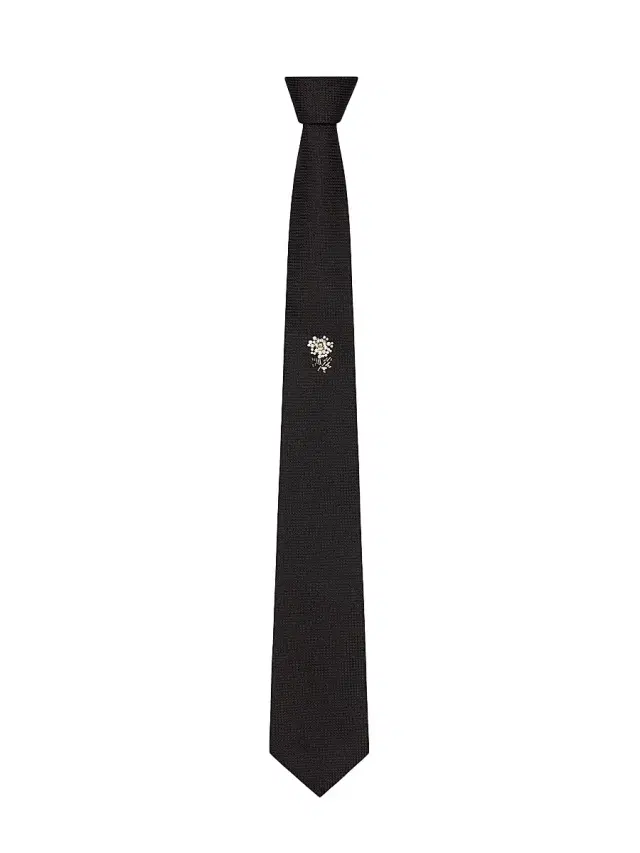 Givenchy Men's Tie in Silk Jacquard with Pearls and Beads Embroidery - Black
