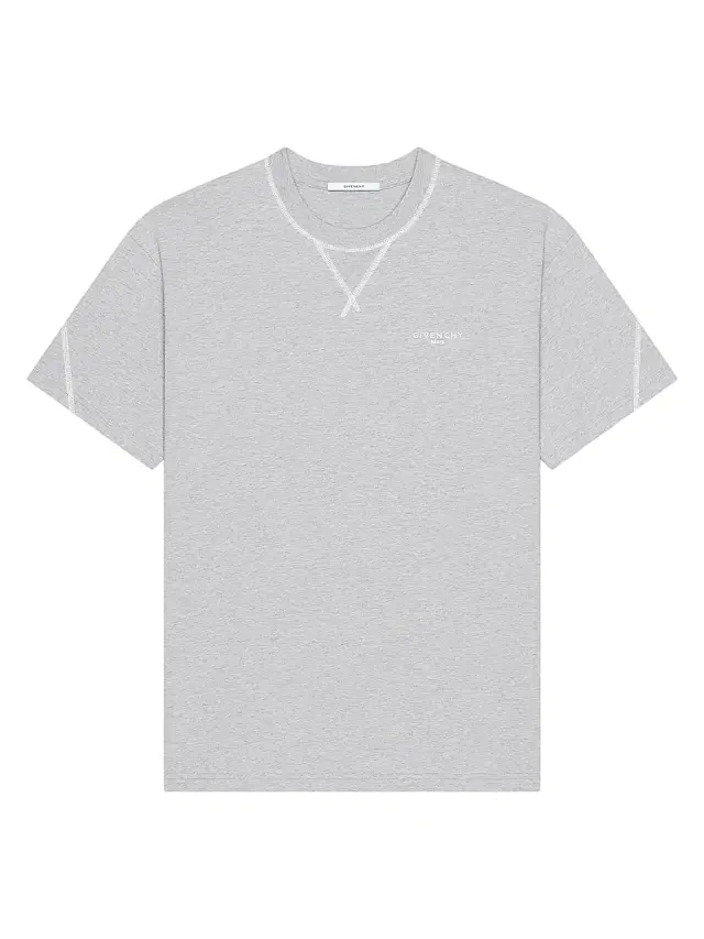 Givenchy Men's Couture Seam T-Shirt in Cotton with Embroidery - Light Grey Melange