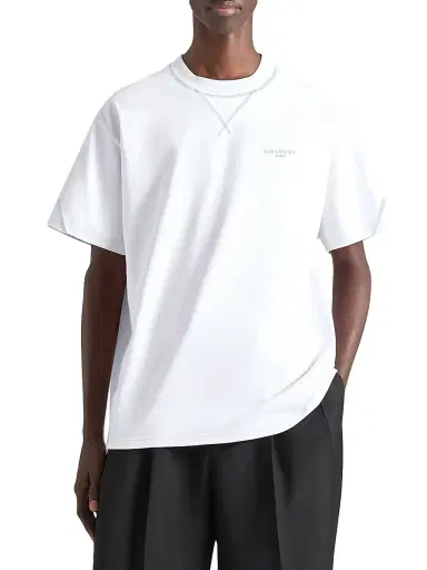 Givenchy Men's Couture Seam T-Shirt in Cotton with Embroidery - White - Size XXL | Thumbnail 4