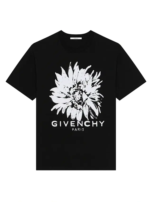 Givenchy Men's T-Shirt in Cotton with Sunflower Print - Black