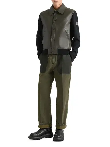 Givenchy Men's Mix Material Blouson Jacket with Paris Patch - Khaki - Size 46 | Thumbnail 2 Givenchy Men's Mix Material Blouson Jacket with Paris Patch - Khaki - Size 46 | Thumbnail 2