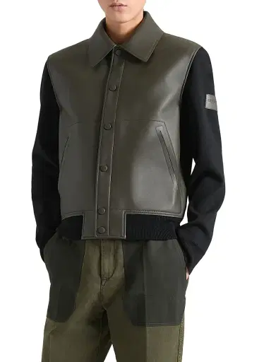 Givenchy Men's Mix Material Blouson Jacket with Paris Patch - Khaki - Size 46 | Thumbnail 3 Givenchy Men's Mix Material Blouson Jacket with Paris Patch - Khaki - Size 46 | Thumbnail 3