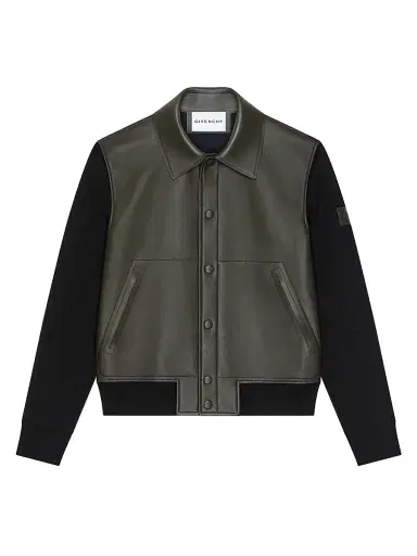 Givenchy Men's Mix Material Blouson Jacket with Paris Patch - Khaki - Size 46 | Thumbnail 1 Givenchy Men's Mix Material Blouson Jacket with Paris Patch - Khaki - Size 46 | Thumbnail 1
