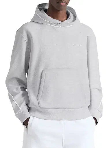 Givenchy Men's Couture Seam Hoodie in Fleece - Light Grey Melange - Size XXL | Thumbnail 4