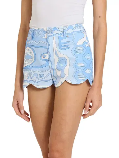 PUCCI Women's L'Alba Printed Cotton Regular-Fit Shorts - Pale Blue | Thumbnail 4 PUCCI Women's L'Alba Printed Cotton Regular-Fit Shorts - Pale Blue | Thumbnail 4