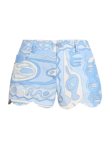 PUCCI Women's L'Alba Printed Cotton Regular-Fit Shorts - Pale Blue | Thumbnail 1 PUCCI Women's L'Alba Printed Cotton Regular-Fit Shorts - Pale Blue | Thumbnail 1