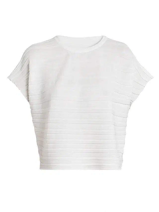 Pleats Please Issey Miyake Women's Step Knit Cotton-Blend Top - Off White