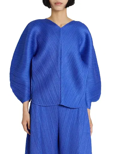 Pleats Please Issey Miyake Women's Coast Pleated Blouse - Blue | Thumbnail 3