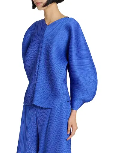 Pleats Please Issey Miyake Women's Coast Pleated Blouse - Blue | Thumbnail 4