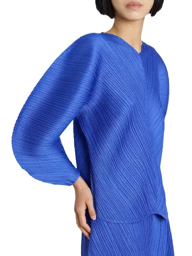 Pleats Please Issey Miyake Women's Coast Pleated Blouse - Blue | Thumbnail 6