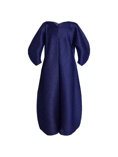 Pleats Please Issey Miyake Women's Coast Pleated Midi-Dress - Navy - Size Large | Thumbnail 1