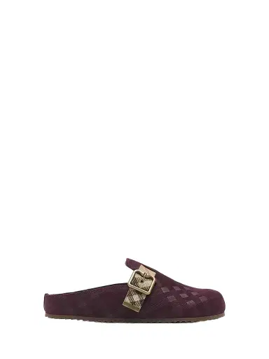 Burberry Women's Check Suede Urchin Clogs | Thumbnail 1 Burberry Women's Check Suede Urchin Clogs | Thumbnail 1