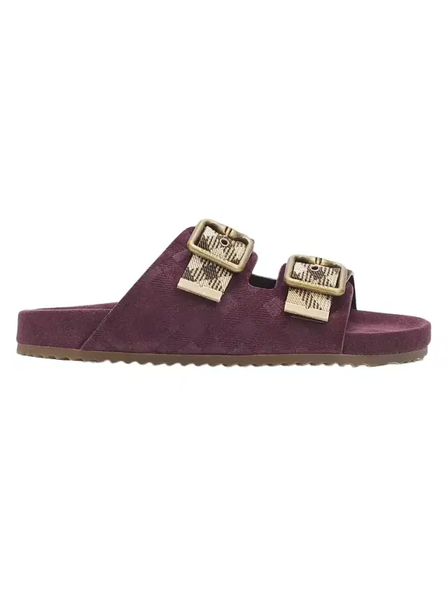 Burberry Women's Check Suede Urchin Sandals - Vineyard Red