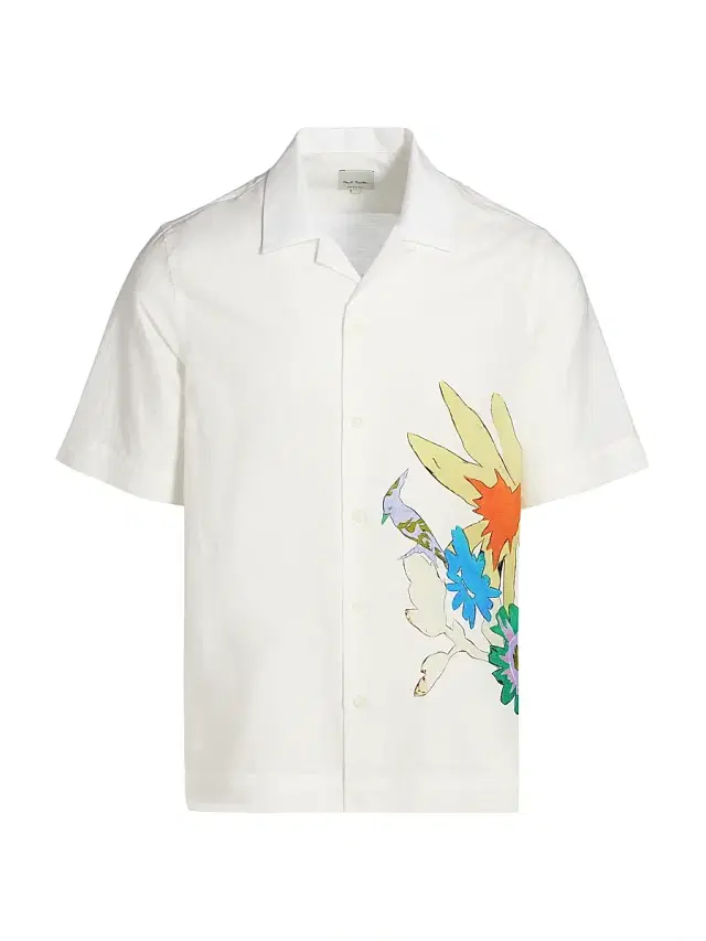Paul Smith Men's Bird & Flowers Camp Shirt - White