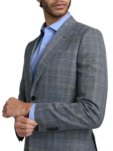 Paul Smith Men's Glen Plaid Wool-Blend Tailored-Fit Jacket - Greyish Blue | Thumbnail 6