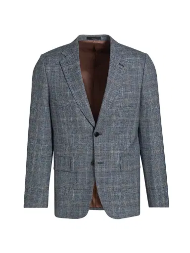 Paul Smith Men's Glen Plaid Wool-Blend Tailored-Fit Jacket - Greyish Blue | Thumbnail 1