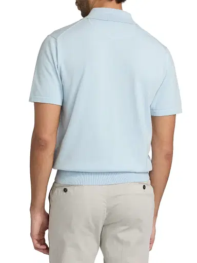 Paul Smith Men's Knit Cotton Polo Shirt - Light Blue | Thumbnail 5 Paul Smith Men's Knit Cotton Polo Shirt - Light Blue | Thumbnail 5