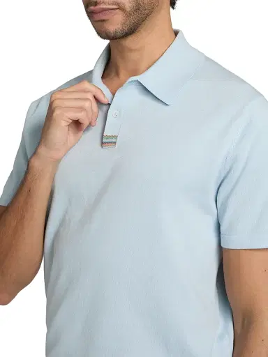 Paul Smith Men's Knit Cotton Polo Shirt - Light Blue | Thumbnail 6