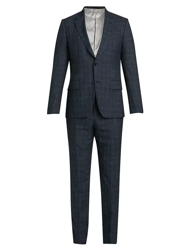 Men's Soho-Fit Tailored Wool-Silk-Linen Suit - Navy