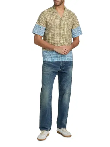 Paul Smith Men's Grid Cotton Camp Shirt - Military Green - Size Small | Thumbnail 2 Paul Smith Men's Grid Cotton Camp Shirt - Military Green - Size Small | Thumbnail 2