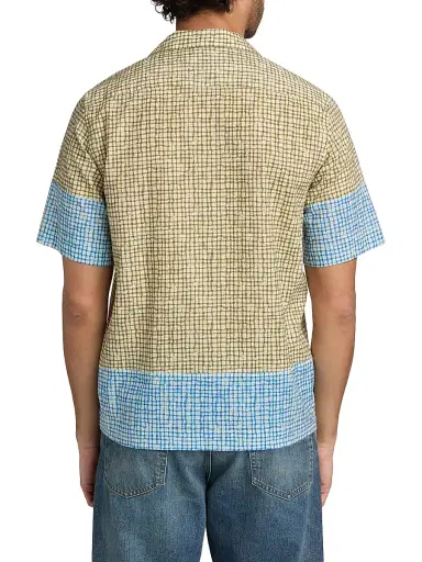 Paul Smith Men's Grid Cotton Camp Shirt - Military Green - Size Small | Thumbnail 5 Paul Smith Men's Grid Cotton Camp Shirt - Military Green - Size Small | Thumbnail 5