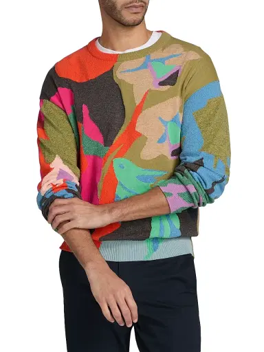 Paul Smith Men's Fish Cotton-Nylon Crewneck Sweater - Size Small | Thumbnail 3