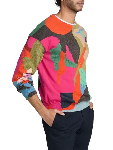 Paul Smith Men's Fish Cotton-Nylon Crewneck Sweater - Size Small | Thumbnail 4