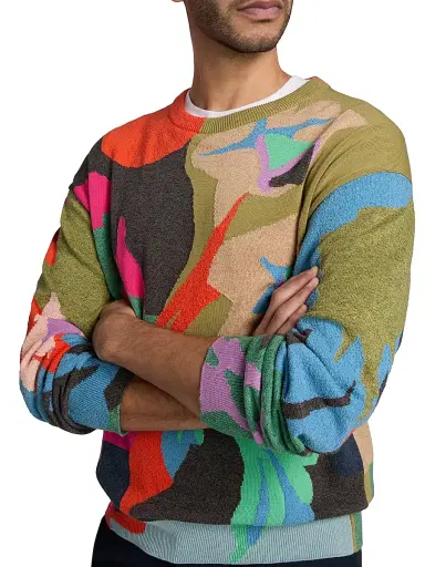 Paul Smith Men's Fish Cotton-Nylon Crewneck Sweater - Size Small | Thumbnail 6