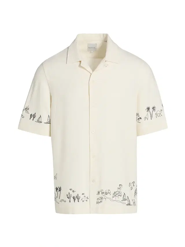 Paul Smith Men's Embroidered-Trim Camp Shirt -