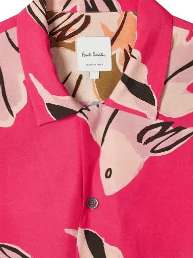 Paul Smith Men's Le Penche Fish Camp Shirt - Fuchsia - Size Small | Thumbnail 2 Paul Smith Men's Le Penche Fish Camp Shirt - Fuchsia - Size Small | Thumbnail 2